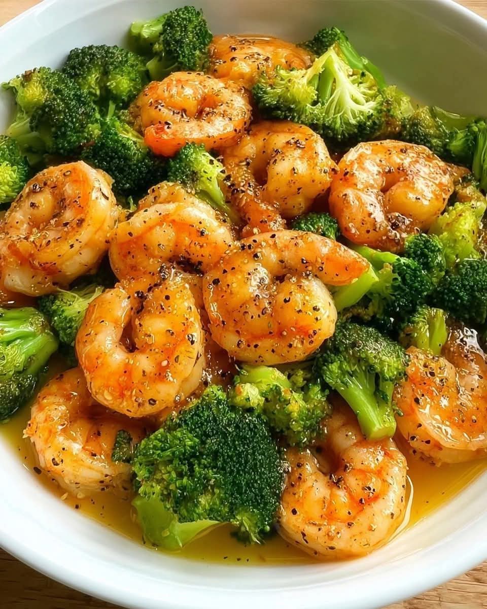 میگو عسلی با کلم بروکلی
